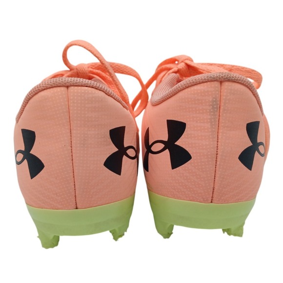 Under Armour 1.5Y‎ Shadow Turf 3 Jr. Soccer Cleats Pastel Peach w/ Green Bottoms - Picture 5 of 11